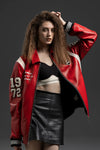 Women's 100% Genuine Leather Red Varsity Jacket and Letterman Jacket