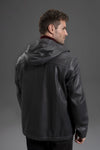 Black Hooded Genuine Leather Bomber Jacket