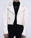 Biker Cropped Leather Jacket White