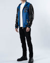 Hooded Splicing Designed Patches Genuine Leather Bomber Jacket