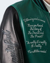Black-Green Leather Varsity Letterman Bomber Jacket