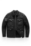 Men's Black Vintage Goatskin Leather Bomber Trucker Jacket