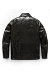 Men's Black Crocodile Alligator Embossed Genuine Leather Trucker Jacket