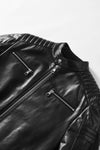 Men's 100% Goatskin Classic Black Leather Motorcycle Racer Jacket