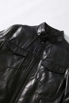 Men's 100% Goatskin Quilted Bomber Leather Motorcycle Jacket