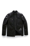 Men's Black Goatskin Embossed Wrinkled Leather Bomber Jacket