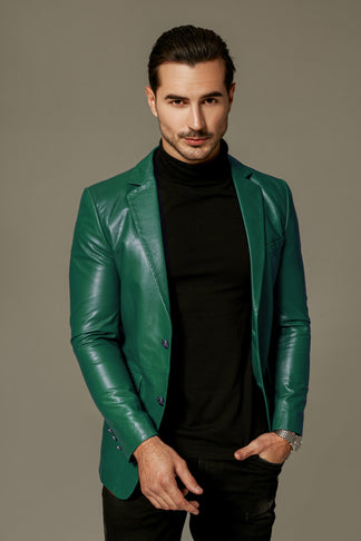 Best Men's Classic Red Blazer Genuine Leather Jacket | PalaLeather