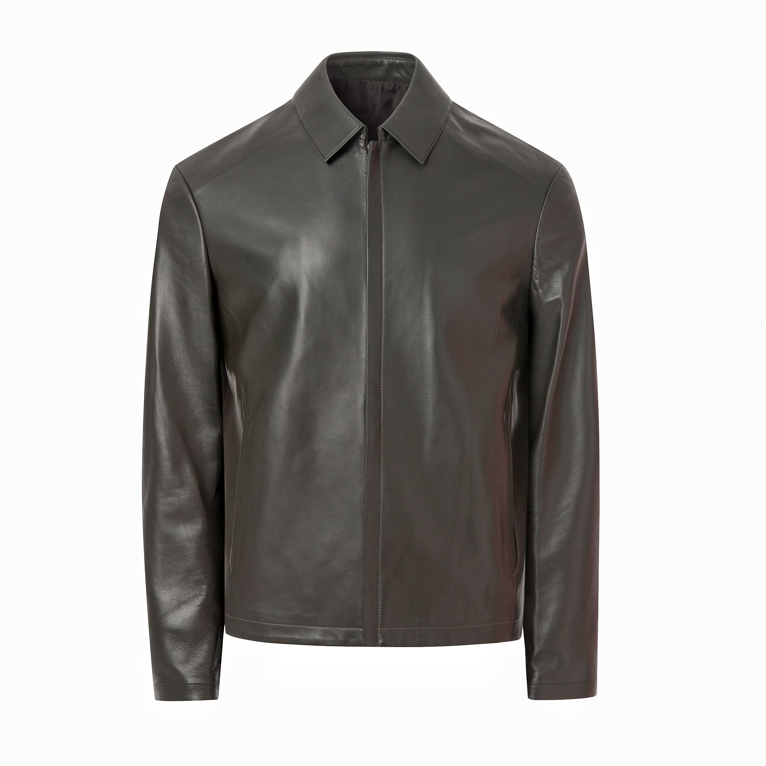 Men's Black Lambskin/Sheepskin Zipped Leather Jacket & Coat