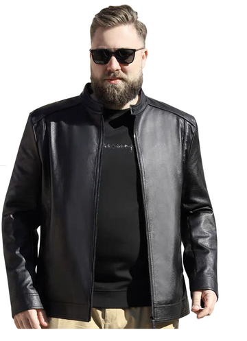 Plus Size Jackets - Oversized Leather Jacket for Men