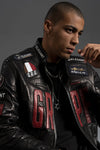 Black Full Patched Genuine Leather Racer Jacket