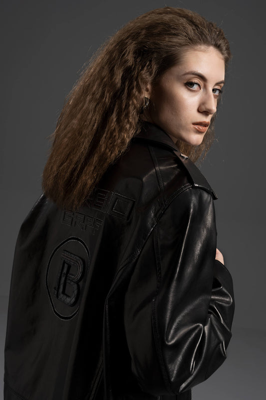 Women's Black Goatskin Asymmetric Front Design Leather Motocycle Jacket