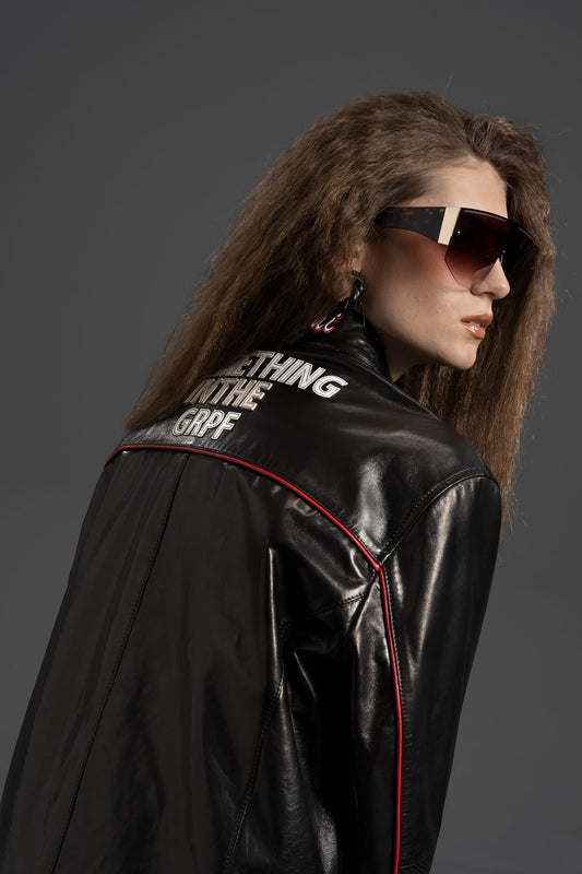Women's 100% Goatskin Patched Leather Racer Jacket