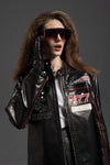 Women's 100% Goatskin Patched Leather Racer Jacket