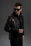 Men's 100% Coatskin Classic Black Leather Motorcycle Racer Jacket