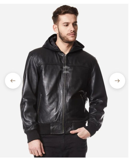 Custom-made Sheepskin Hooded Leather Jacket