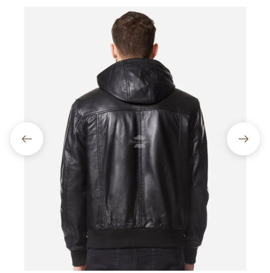 Custom-made Sheepskin Hooded Leather Jacket