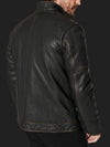 Men's Coatskin Classic Black Bomber Leather Moto Jacket