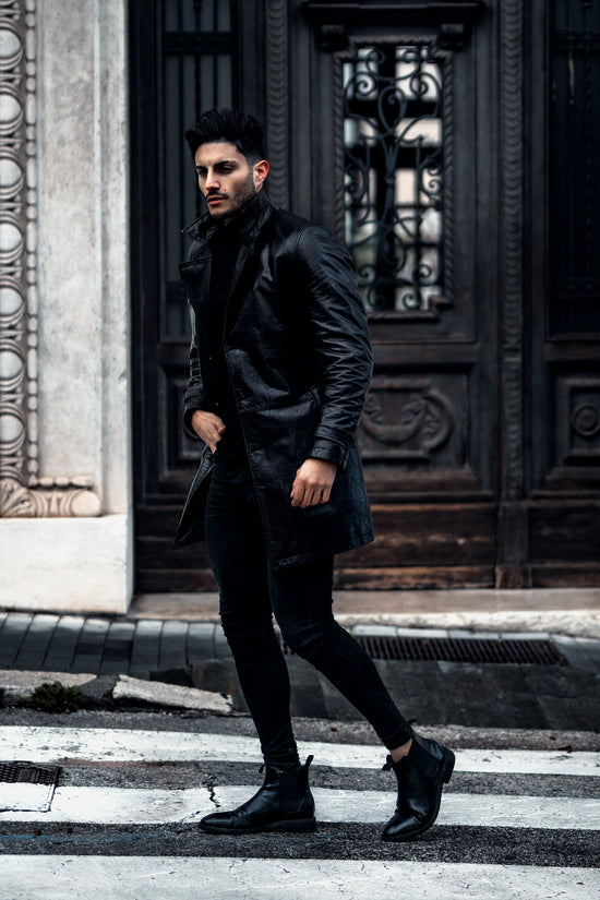 Men's Black Genuine Long Leather Coat & Jacket | PalaLeather