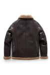 Brown Sheepskin Leather-Trim Shearling Bomber Jacket