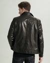 Black Pithy Genuine Leather Jacket