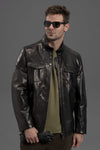 Men's 100% Goatskin Quilted Bomber Leather Motorcycle Jacket