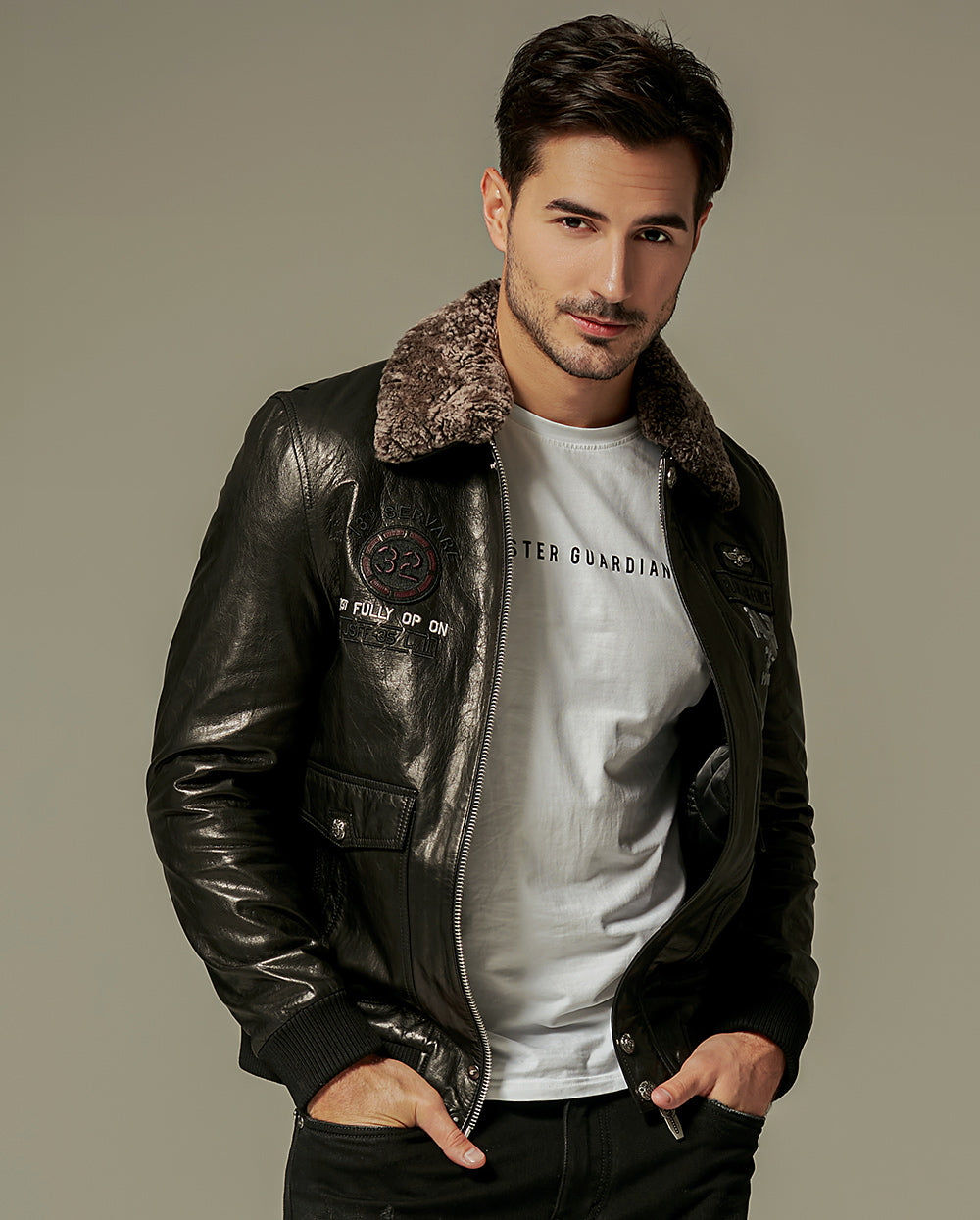 leather jacket with