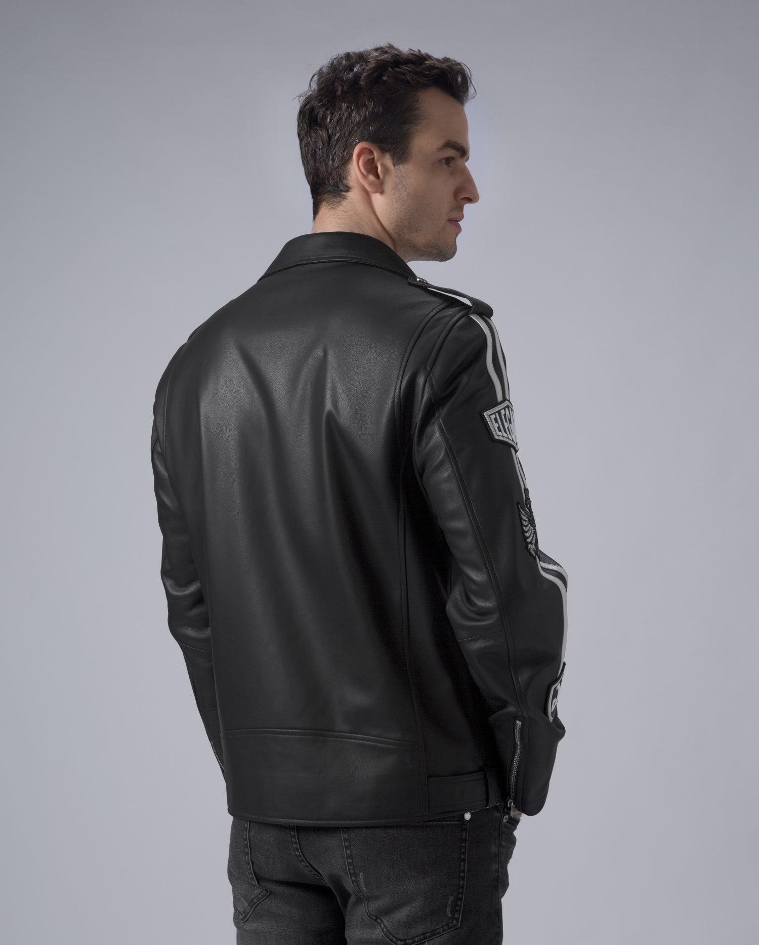 Black Asymmetric Zip Genuine Leather Motorcycle Jacket