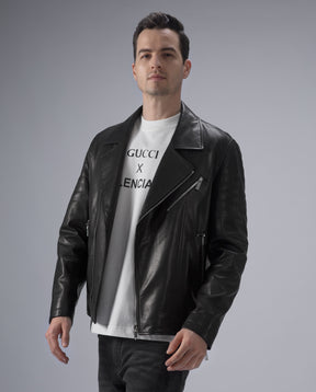 Black Men's Leather Biker Motorcycle Jacket – PalaLeather