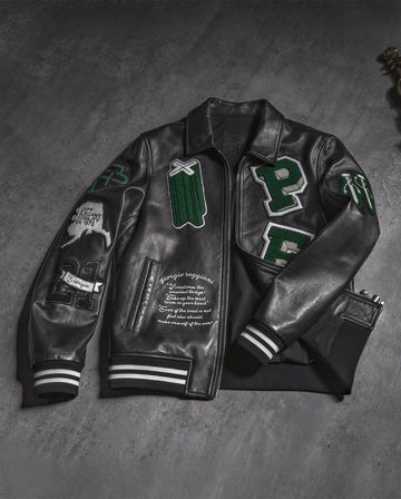 Louis Vuitton Leather Embroidered Varsity - Black