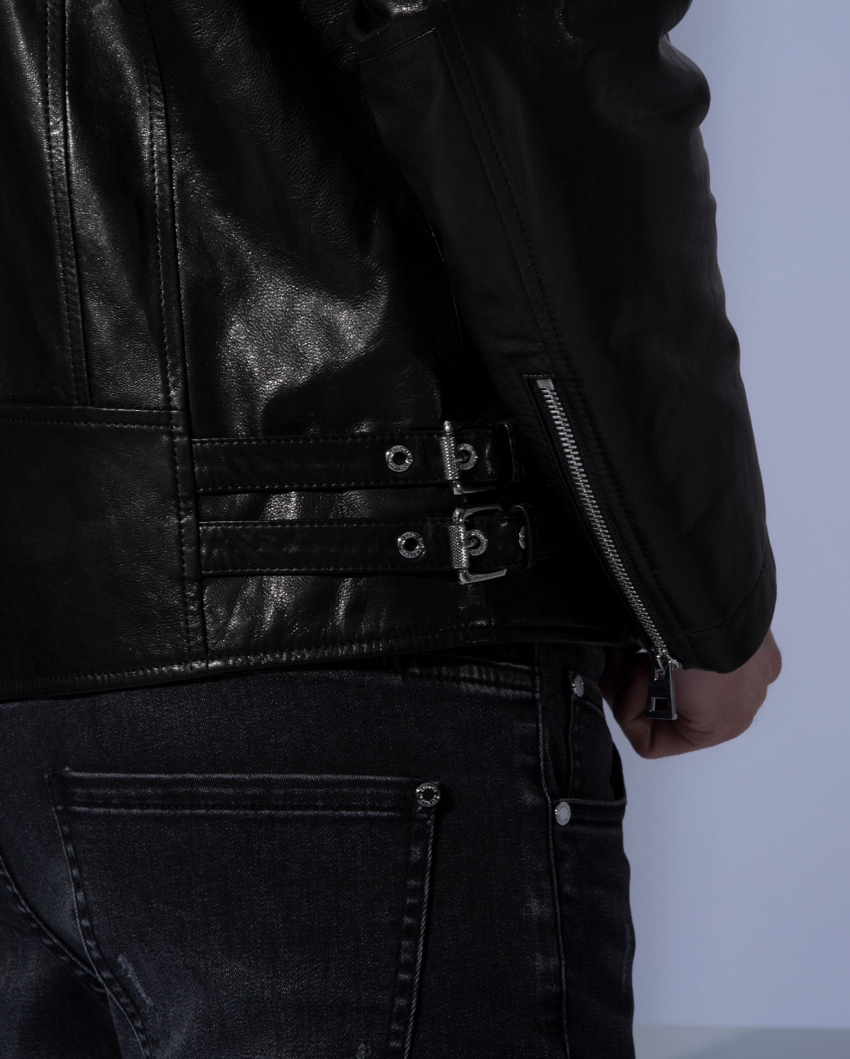 Classic Casual Black Genuine Leather Biker Jacket