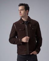 Coffee Suede Trucker Casual Leather Jacket – PalaLeather