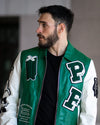 Lambskin Shirt Collar Embroidery Patches Leather Bomber Jacket