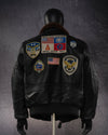 Men's Classic Top Gun Inspired Navy G-1 Leather Flight Jacket