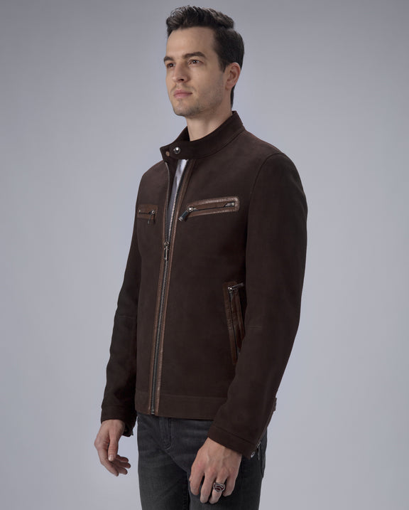 Men's Suede Leather Jacket Cafe Racer Jacket – PalaLeather