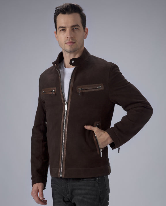Men's Suede Leather Jacket Cafe Racer Jacket – PalaLeather