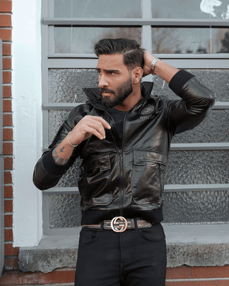 Best Men's Trendy Hooded Bomber Genuine Leather Jacket | PalaLeather