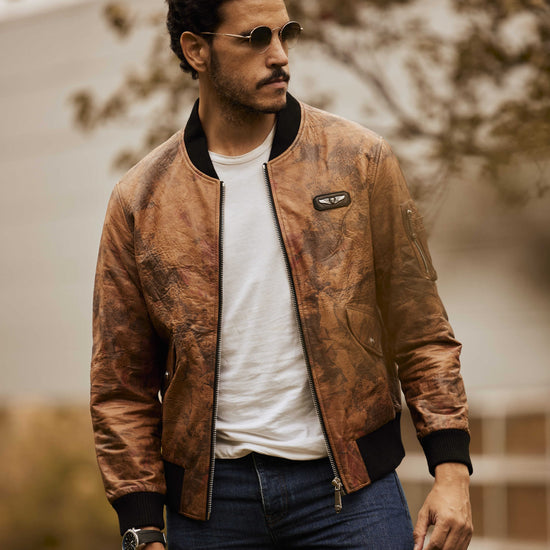 Air Force MA-1 Goatskin Leather Flight Bomber Jacket (Five colors available)