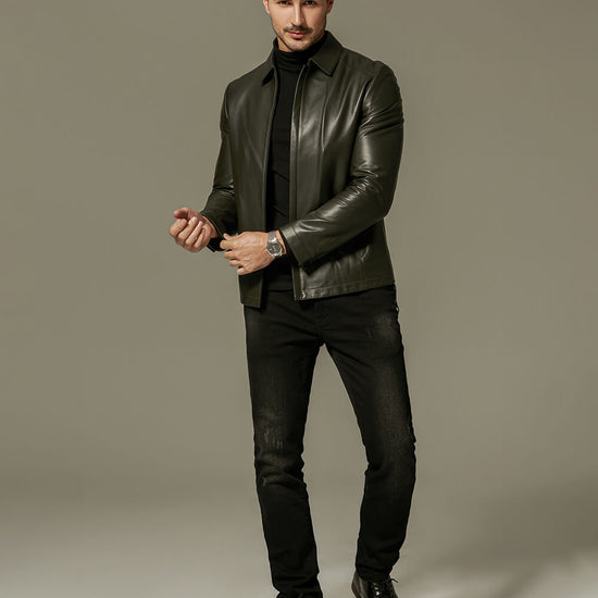 Men's Black Lambskin/Sheepskin Zipped Leather Jacket & Coat | PalaLeather