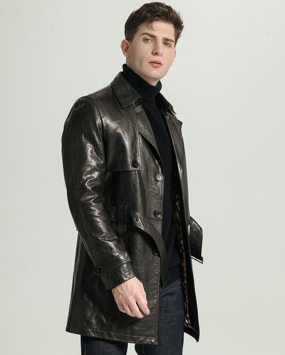 Best Men's Embroidered Long Leather Jacket & Coats | PalaLeather