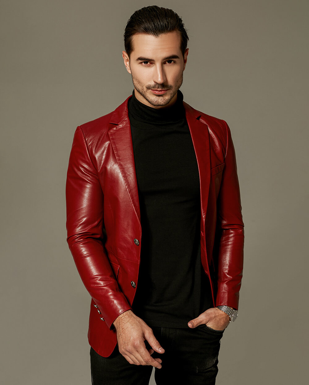 Men's Red Leather Jacket