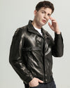 Embroidered Stand-Collar Vegetable Tanned Goatskin Jacket