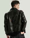 EMBROIDERED STAND COLLAR VEGETABLE TANNED GOATSKIN JACKET