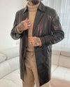 P PALALEATHER Embroidered Belted Vegetable Tanned Goatskin Leather Jacket