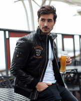 Men's Fashionable Embroidery Leather Jacket | PalaLeather